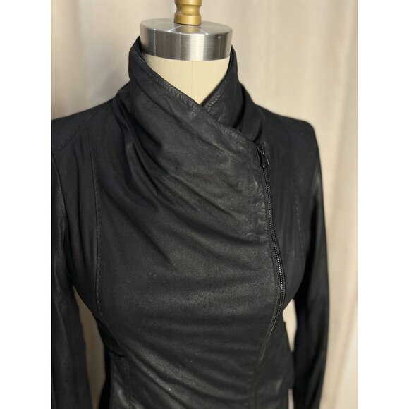 VINCE Lamb Leather Scuba Moto Jacket Sz XS Black Butter Soft - Picture 5 of 15